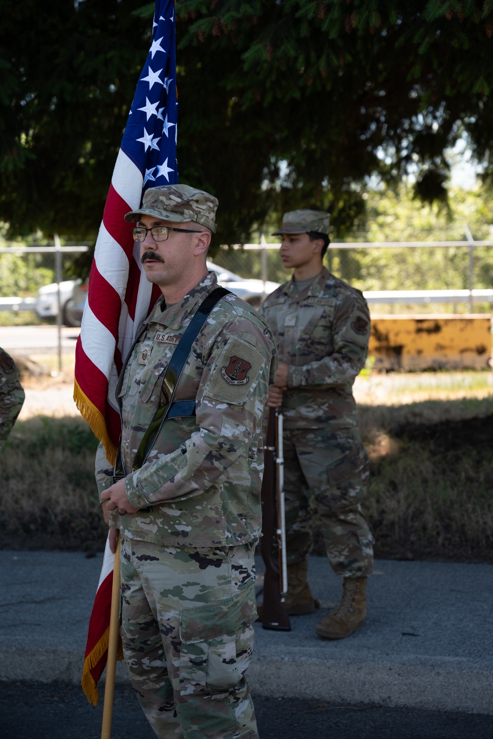 142nd Wing Base Honor Guard Practices Posting of the Colors