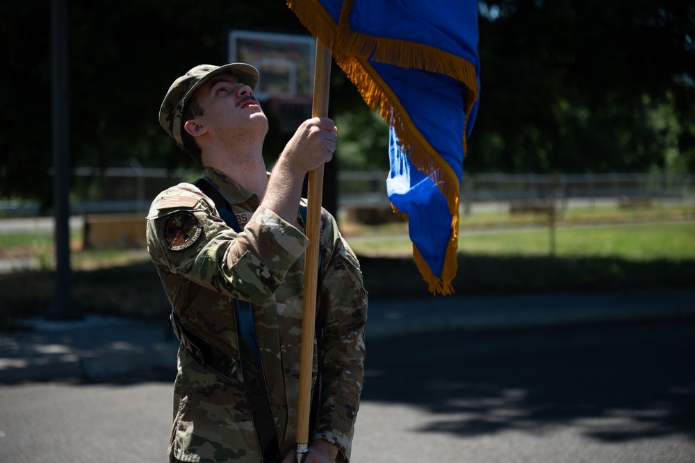 142nd Wing Base Honor Guard Practices Posting of the Colors