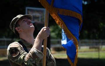 142nd Wing Base Honor Guard Practices Posting of the Colors