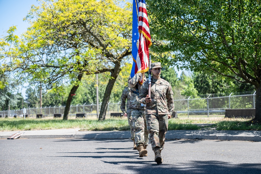 142nd Wing Base Honor Guard Practices Posting of the Colors