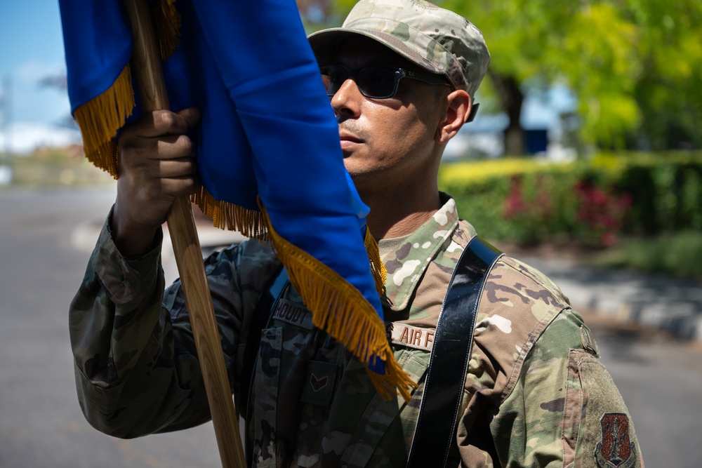 142nd Wing Base Honor Guard Practices Posting of the Colors