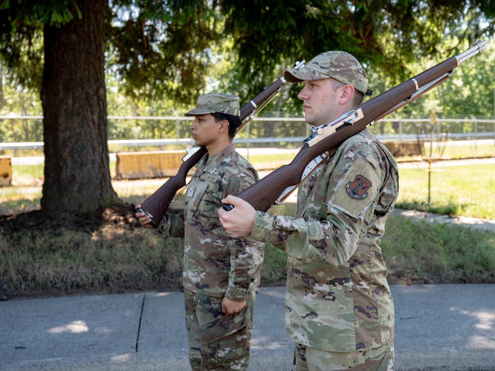 142nd Wing Base Honor Guard Practices Posting of the Colors