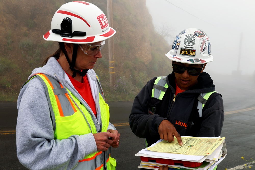 Debris removal site visit in Las Flores Canyon