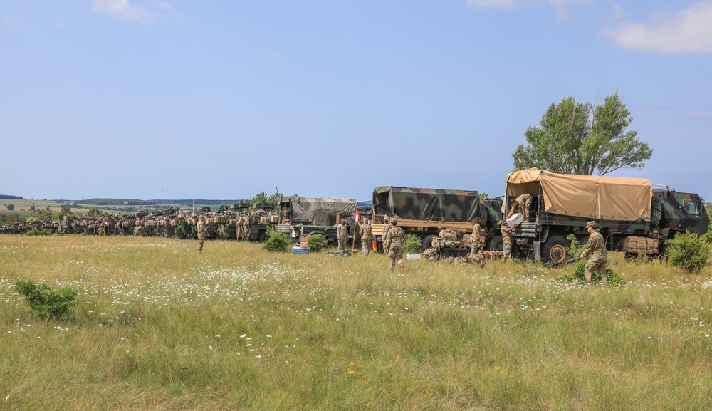 2CR Soldiers arrive at Camp Croft training area for Saber Guardian 25