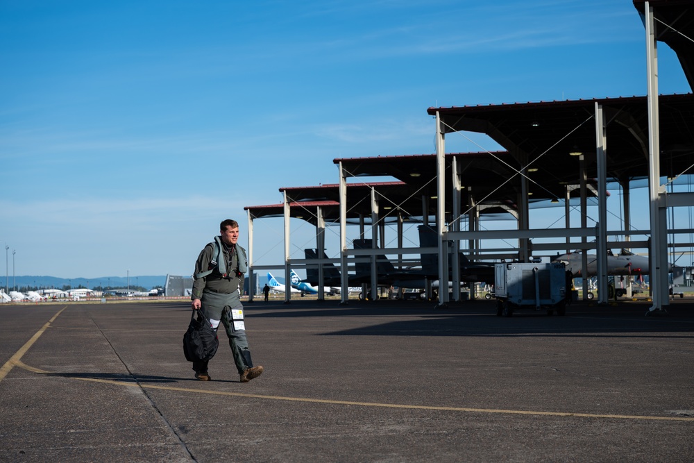 142nd Wing F-15s Prepare for Take-Off