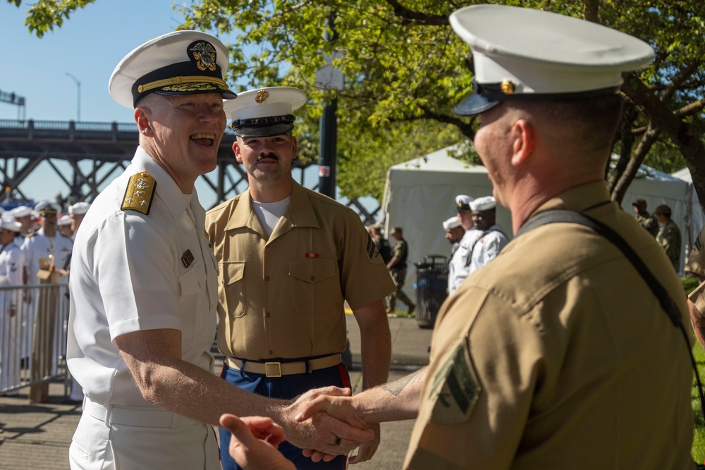 Marines and Sailors Participate in the Grand Floral Parade during Portland Fleet Week