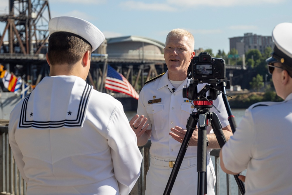 Marines and Sailors Participate in the Grand Floral Parade during Portland Fleet Week