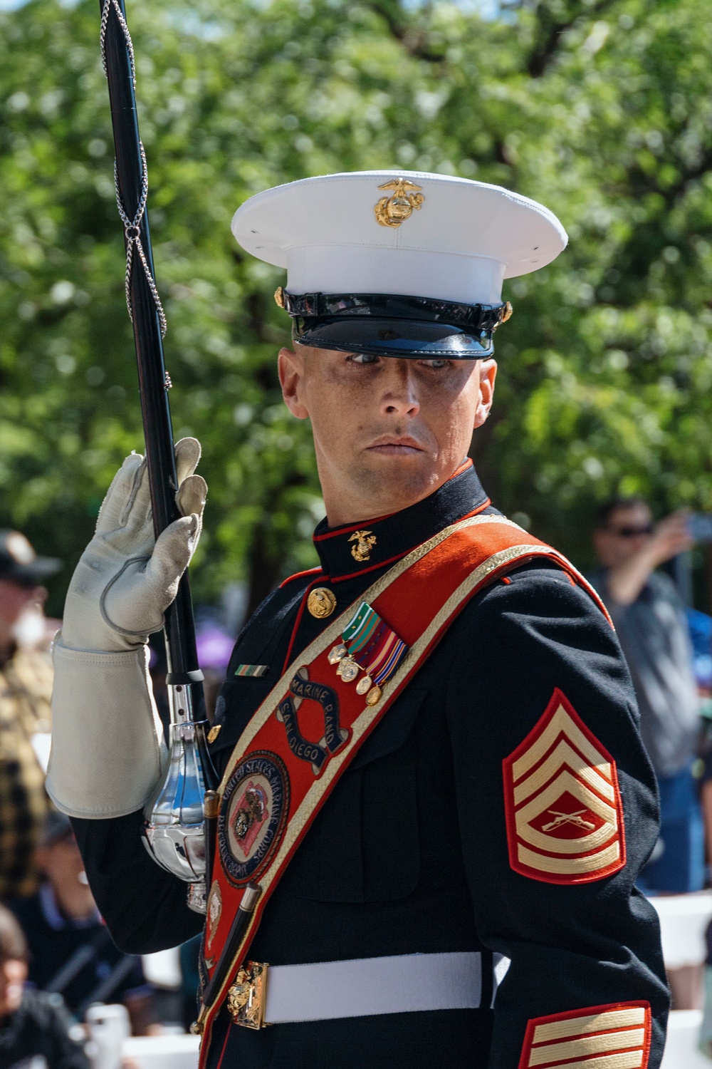 Marines and Sailors Participate in the Grand Floral Parade during Portland Fleet Week