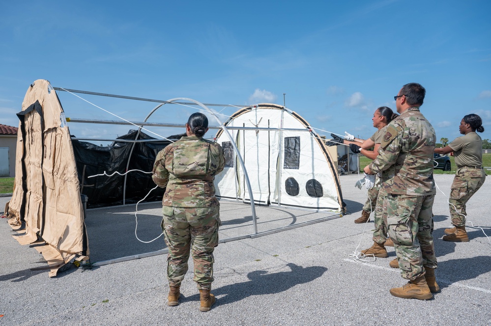 920th ASTS conducts shelter assembly training