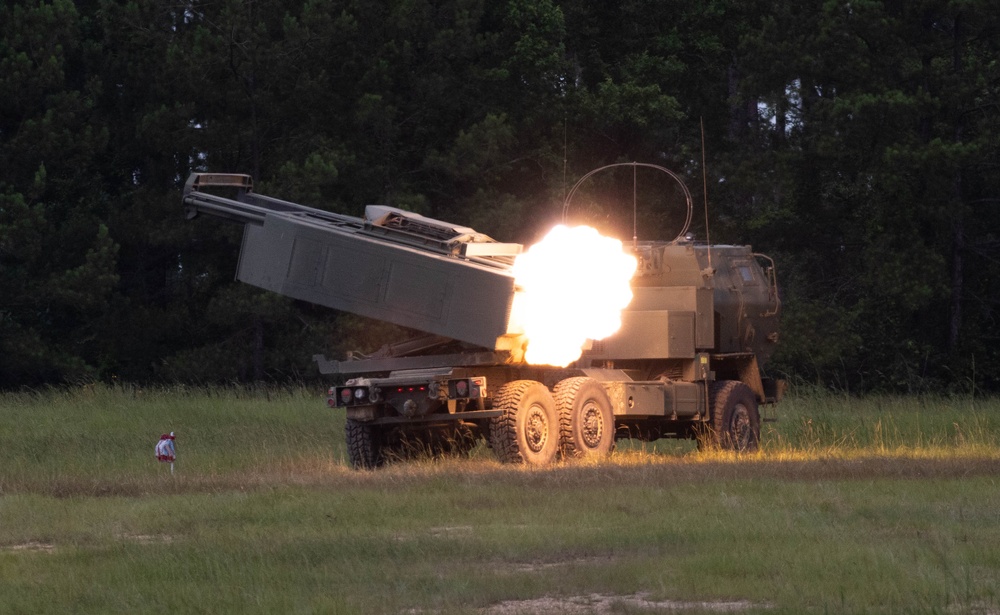 1-181st Field Artillery Regiment fires HIMARS