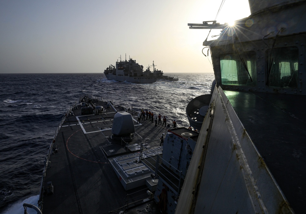 USS Milius conducts operations in the U.S. Central Command area of responsibility as part of the Carl Vinson Carrier Strike Group
