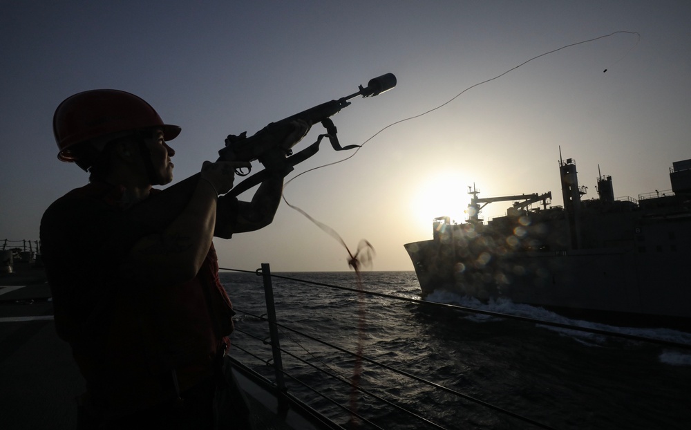 USS Milius conducts operations in the U.S. Central Command area of responsibility as part of the Carl Vinson Carrier Strike Group