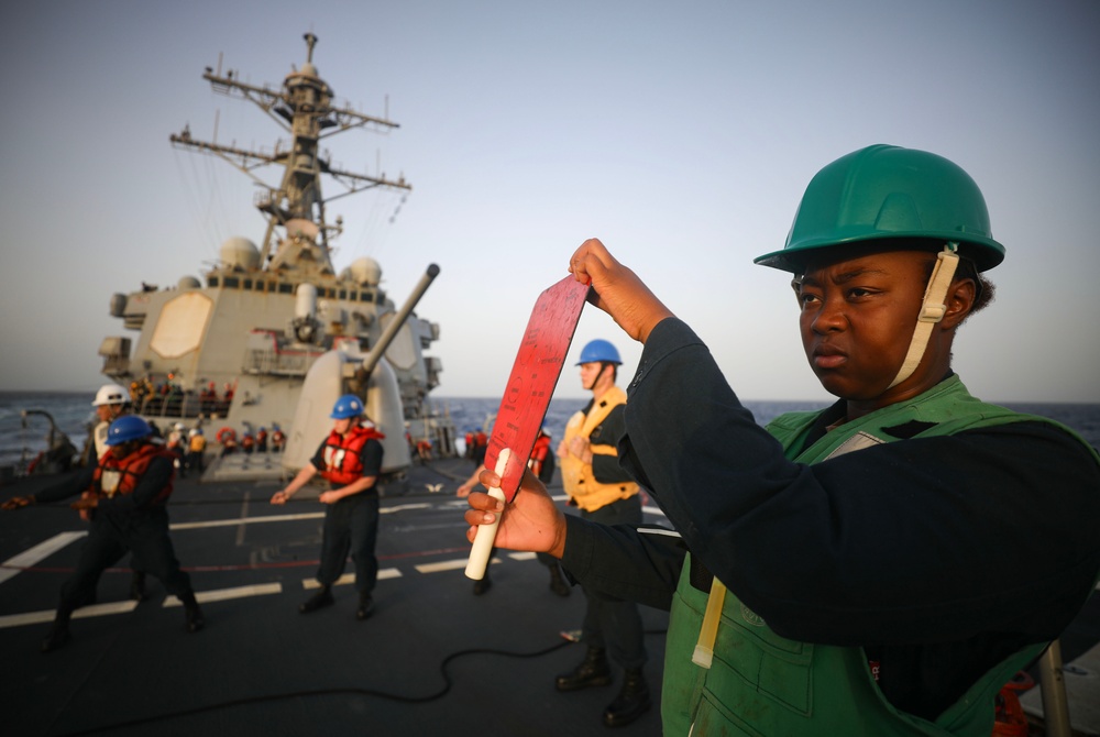 USS Milius conducts operations in the U.S. Central Command area of responsibility as part of the Carl Vinson Carrier Strike Group