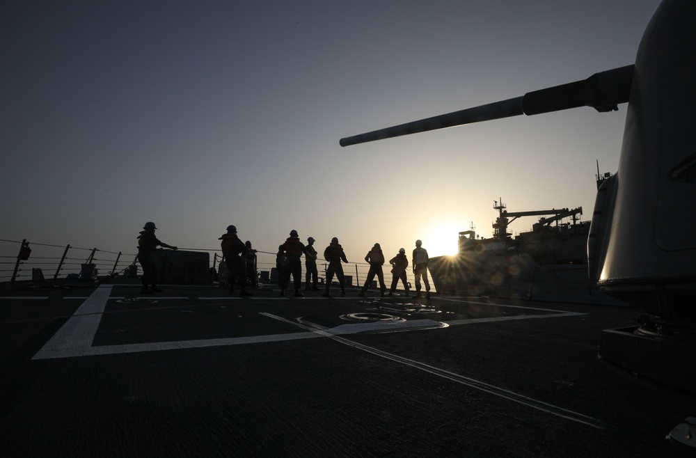 USS Milius conducts operations in the U.S. Central Command area of responsibility as part of the Carl Vinson Carrier Strike Group