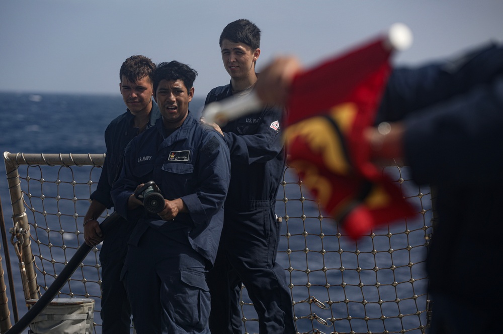 USS Milius conducts operations in the U.S. Central Command area of responsibility as part of the Carl Vinson Carrier Strike Group