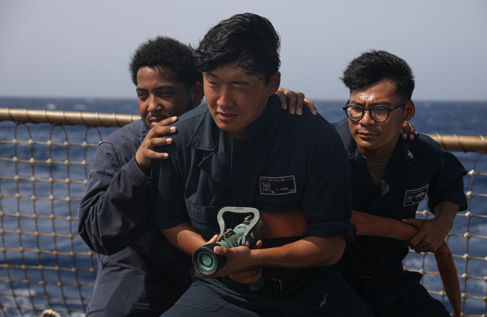USS Milius conducts operations in the U.S. Central Command area of responsibility as part of the Carl Vinson Carrier Strike Group