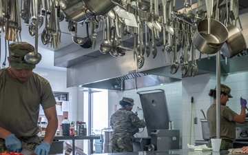 913th Quartermasters Prepare Food for Drilling Soldiers