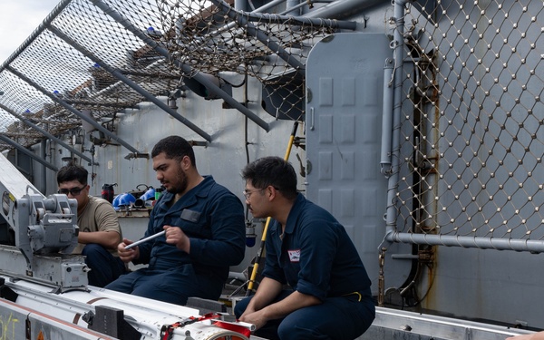 USS America (LHA 6) Conducts Ordnance Handling