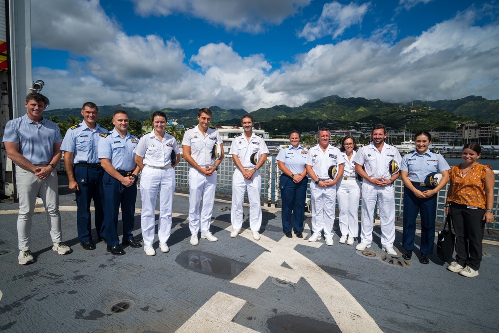 Coast Guard Cutter Harriet Lane meets with French Navy during port call in French Polynesia