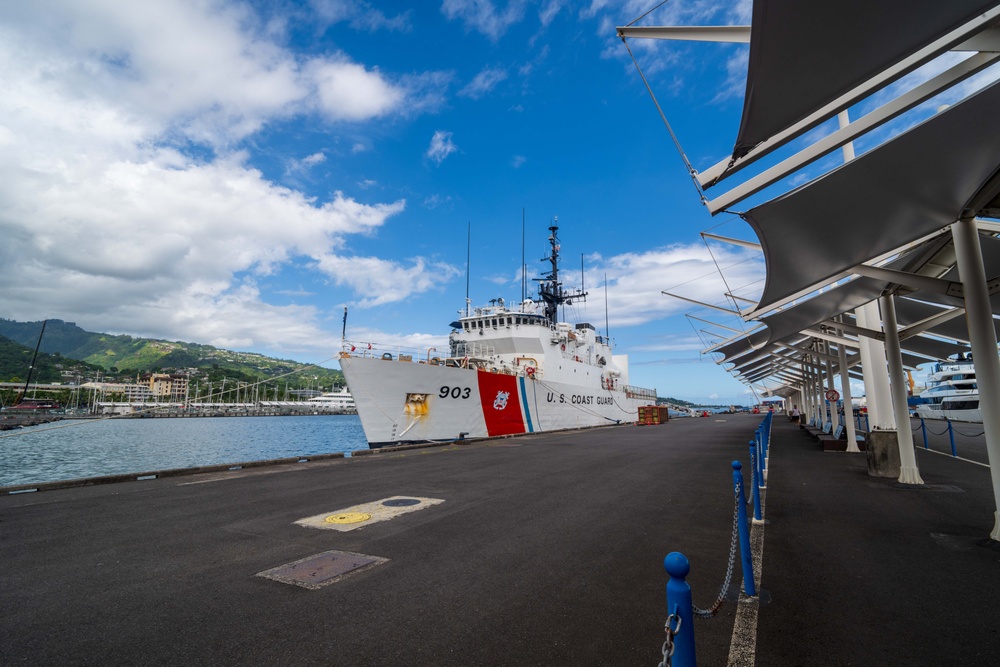 Coast Guard Cutter Harriet Lane departs Papeete, French Polynesia after port visit