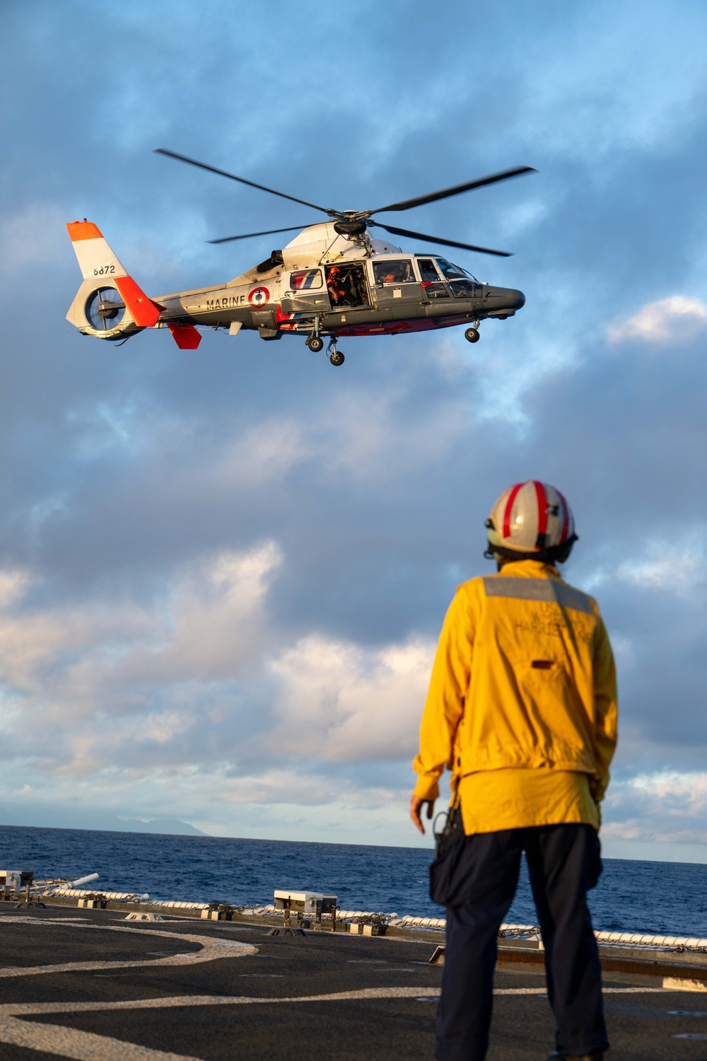 Coast Guard Cutter Harriet Lane Performs joint flight operations with French Navy off the coast of Tahiti