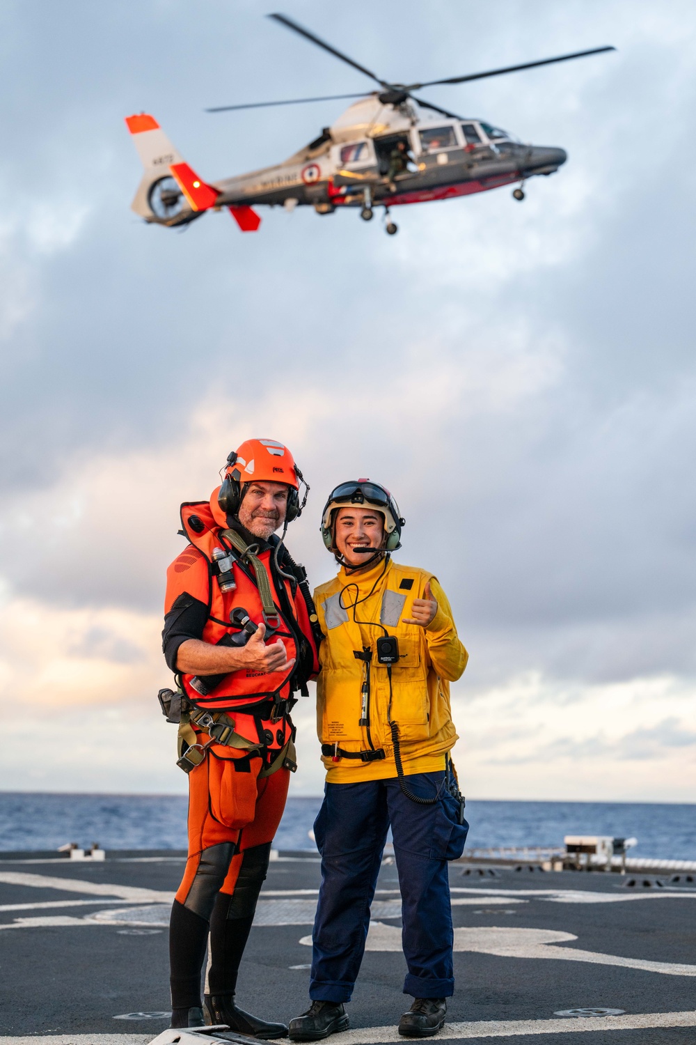 Coast Guard Cutter Harriet Lane Performs joint flight operations with French Navy off the coast of Tahiti