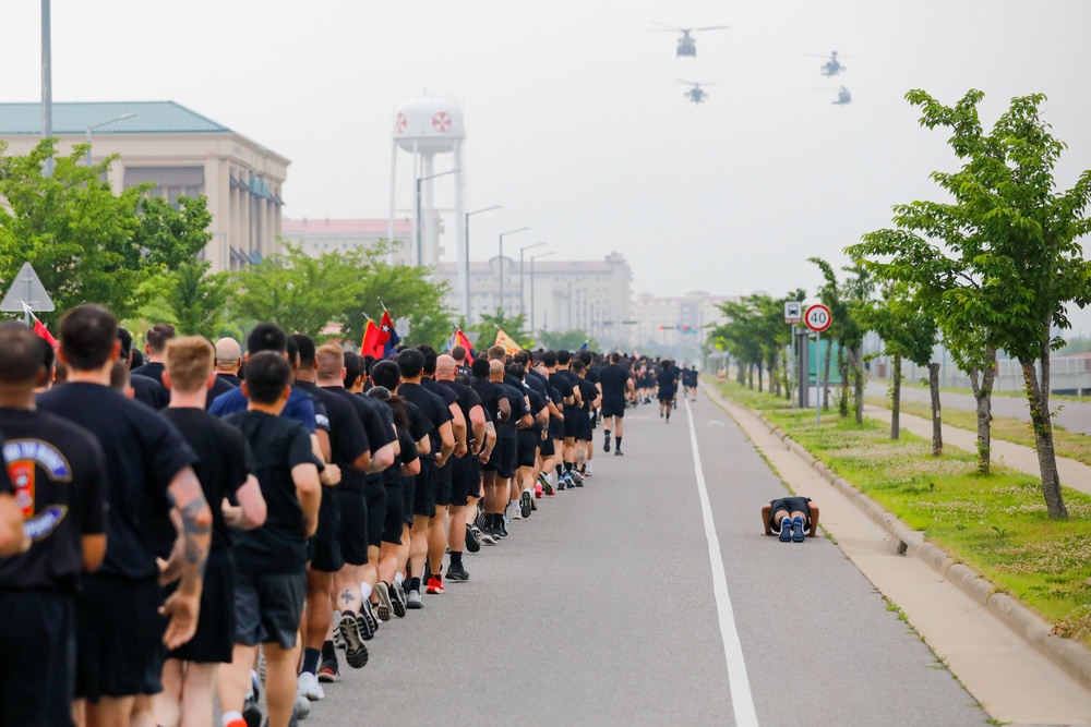 U.S. Soldiers celebrate KATUSA Friendship Week with an 8th Army Run.