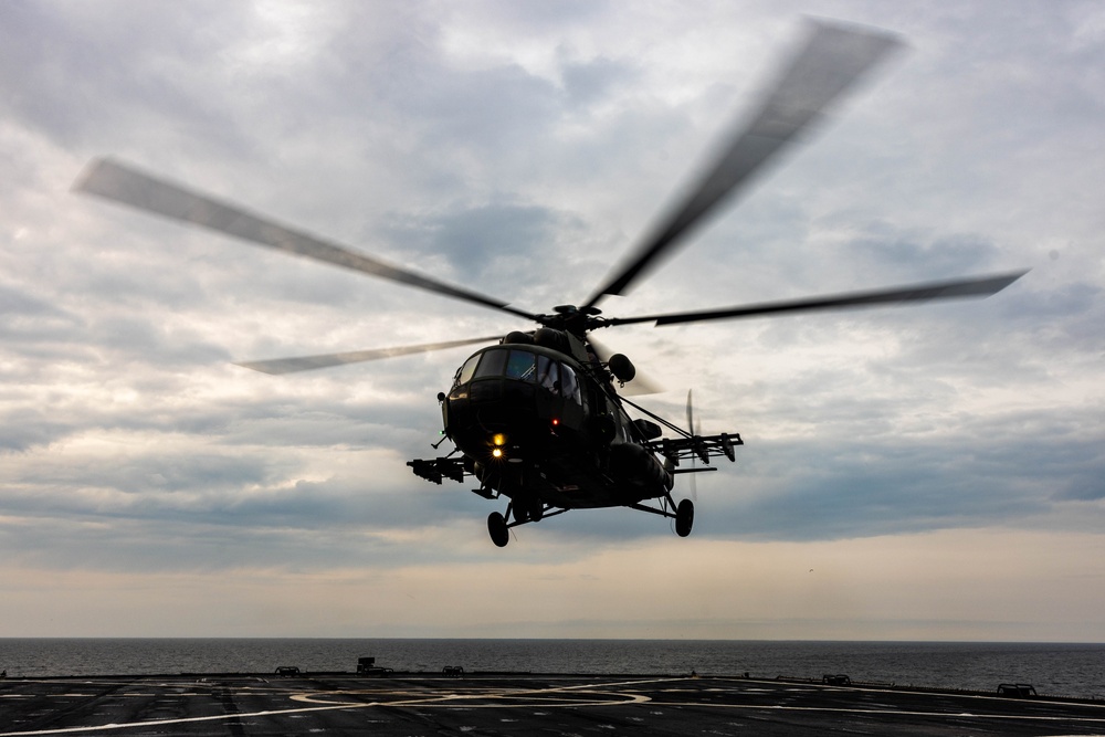 Polish Mi-17 Helicopter Pilots Conduct Deck Landing Qualifications During BALTOPS 25