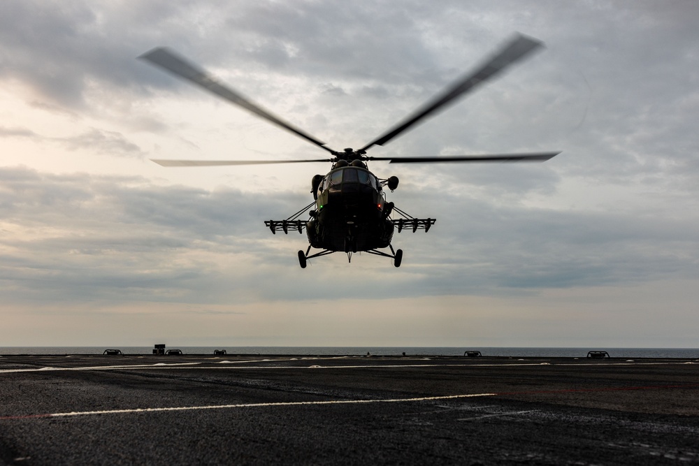 Polish Mi-17 Helicopter Pilots Conduct Deck Landing Qualifications During BALTOPS 25
