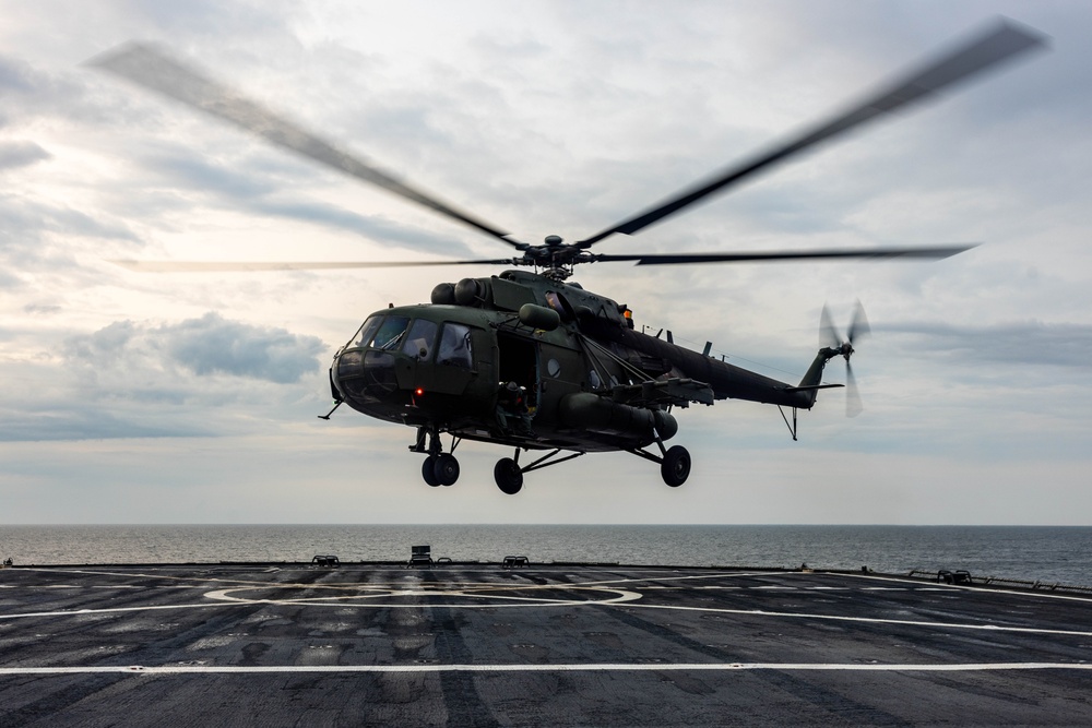 Polish Mi-17 Helicopter Pilots Conduct Deck Landing Qualifications During BALTOPS 25