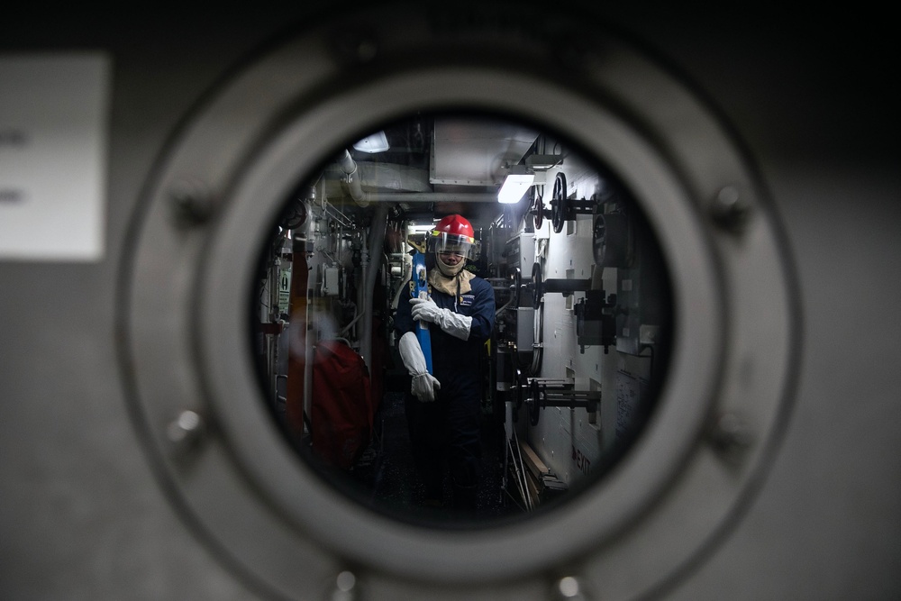 USS Wayne E. Meyer conducts operations in the U.S. Central Command area of responsibility as part of the Carl Vinson Carrier Strike Group