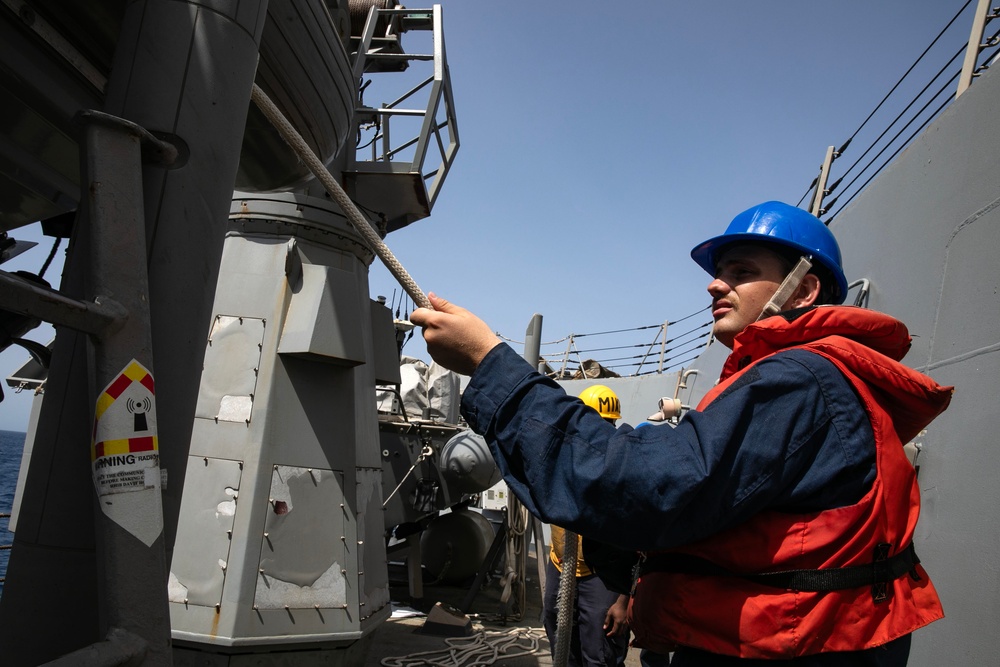 USS Wayne E. Meyer conducts operations in the U.S. Central Command area of responsibility as part of the Carl Vinson Carrier Strike Group