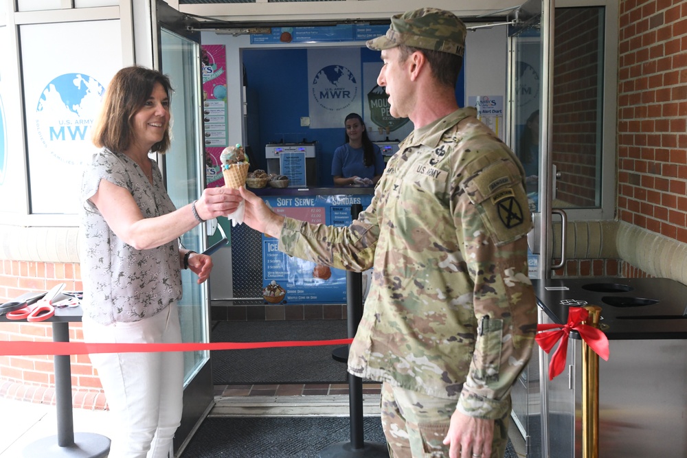 Fort Drum celebrates opening of Mountain Peak Ice Cream, the sweetest destination on post