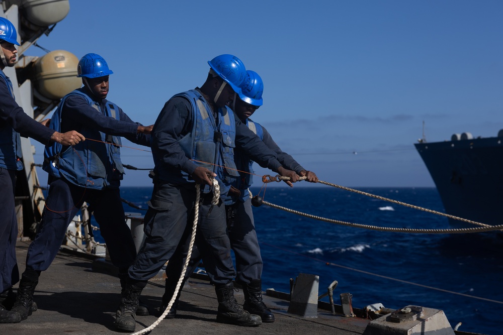 USS Oscar Austin (DDG 79) Conducts a Replenishment-At-Sea (RAS) with USNS Laramie (T-AO 203)