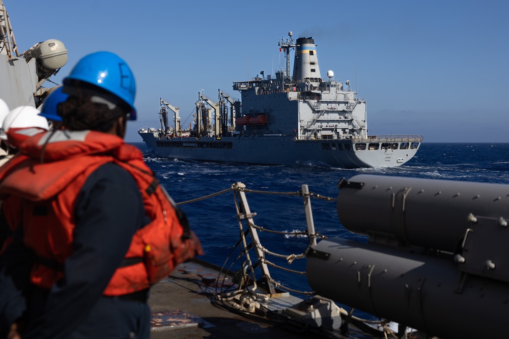 USS Oscar Austin (DDG 79) Conducts a Replenishment-At-Sea (RAS) with USNS Laramie (T-AO 203)