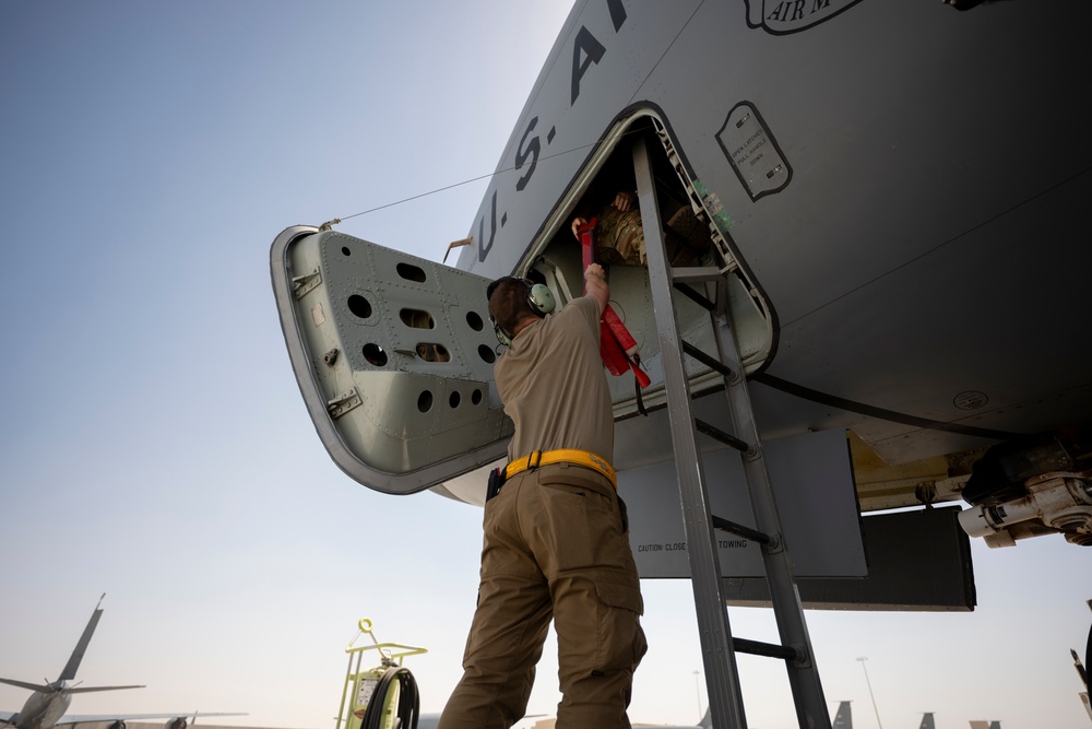 Air Force Thunderbolt II's and Strike Eagles refuel over USCENTCOM AOR