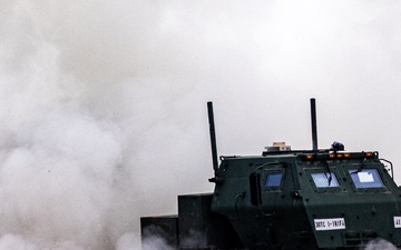 1-181st Field Artillery Regiment fires HIMARS