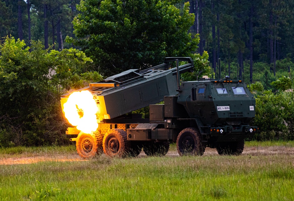 1-181st Field Artillery Regiment fires HIMARS