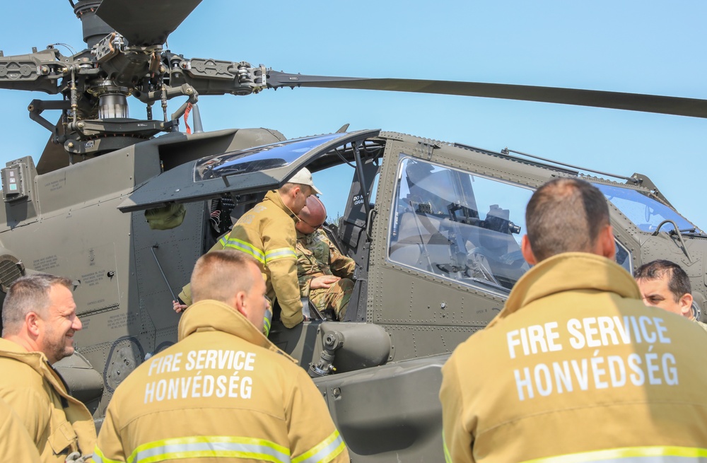 12th CAB Soldiers conduct airframe familiarization training for Hungarian firefighters during Saber Guardian 25