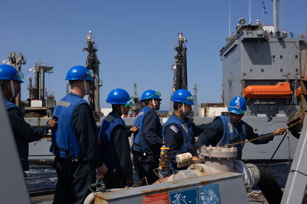 USS Oscar Austin (DDG 79) Conducts a Replenishment-At-Sea (RAS) and Vertical Replenishment with USNS Laramie (T-AO 203)
