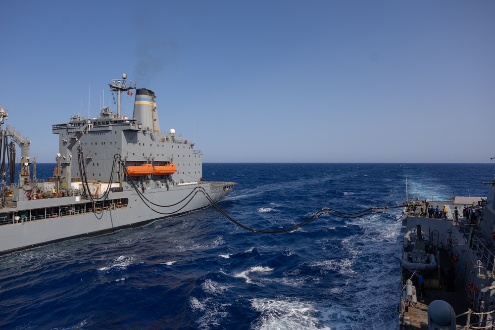 USS Oscar Austin (DDG 79) Conducts a Replenishment-At-Sea (RAS) and Vertical Replenishment with USNS Laramie (T-AO 203)