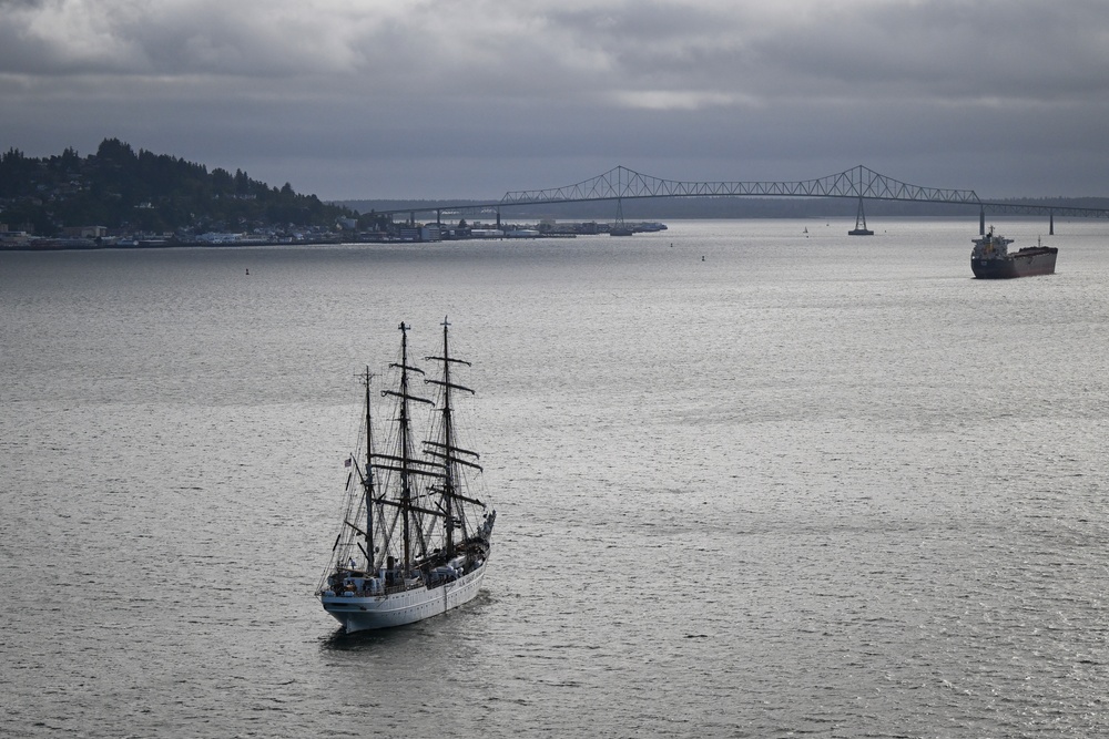 U.S. Coast Guard Cutter Eagle departs Astoria for Rose Festival 2025