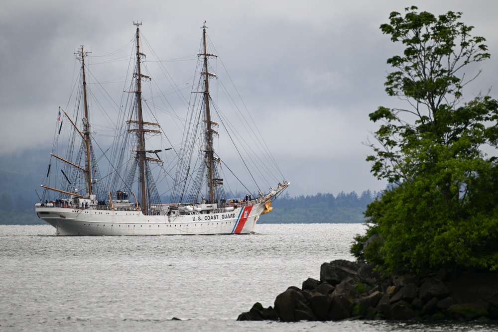 U.S. Coast Guard Cutter Eagle departs Astoria for Rose Festival 2025