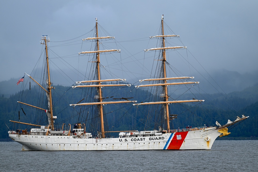 U.S. Coast Guard Cutter Eagle departs Astoria for Rose Festival 2025