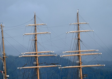 U.S. Coast Guard Cutter Eagle departs Astoria for Rose Festival 2025