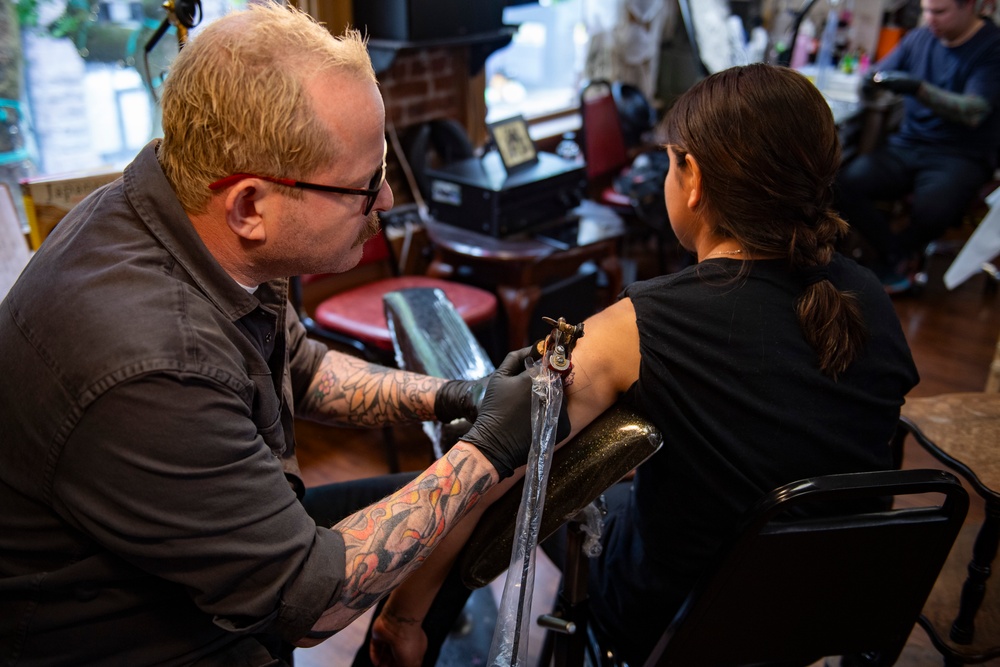 Sailors Recieve Traditional Navy Tattoos During Portland Fleet Week 2025