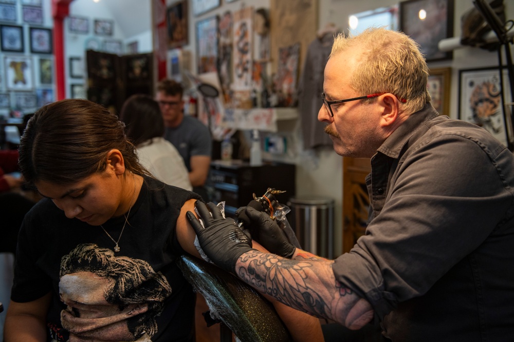 Sailors Recieve Traditional Navy Tattoos During Portland Fleet Week 2025
