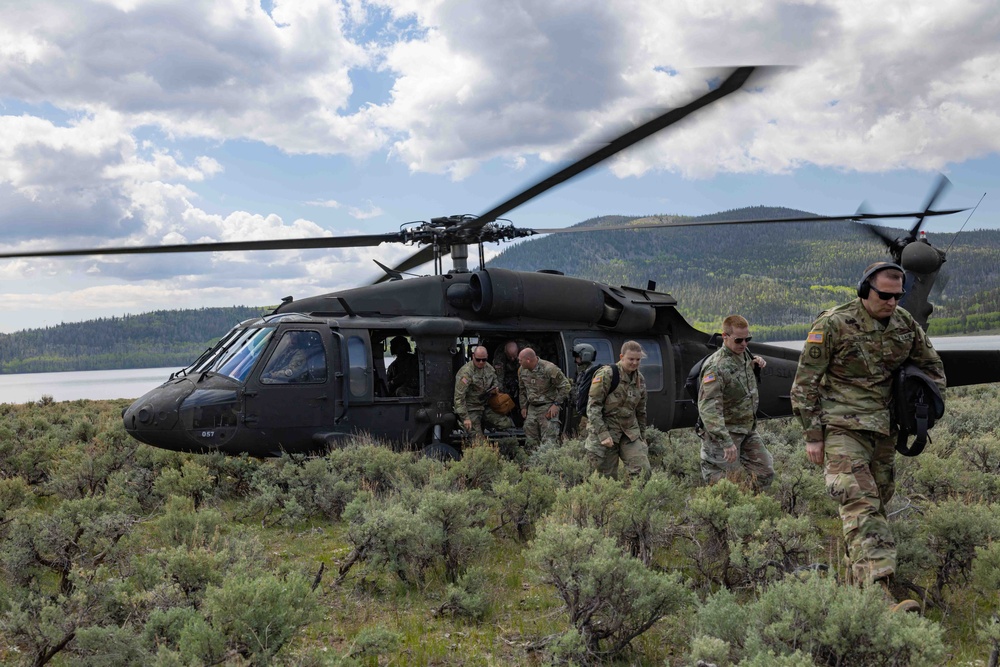 Utah National Guard Soldiers take part in a search and rescue exercise in the state's central mountains