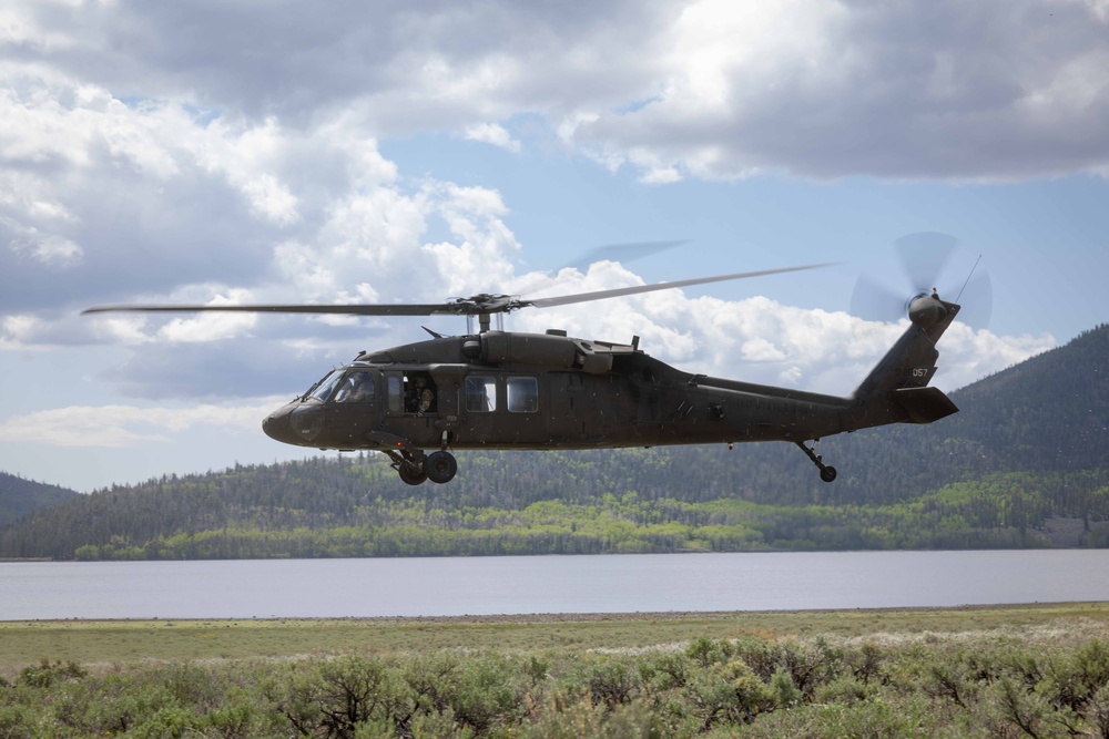 Utah National Guard Soldiers take part in a search and rescue exercise in the state's central mountains