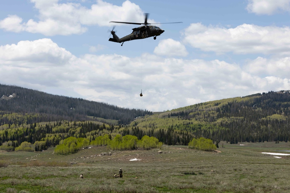 Utah National Guard Soldiers take part in a search and rescue exercise in the state's central mountains